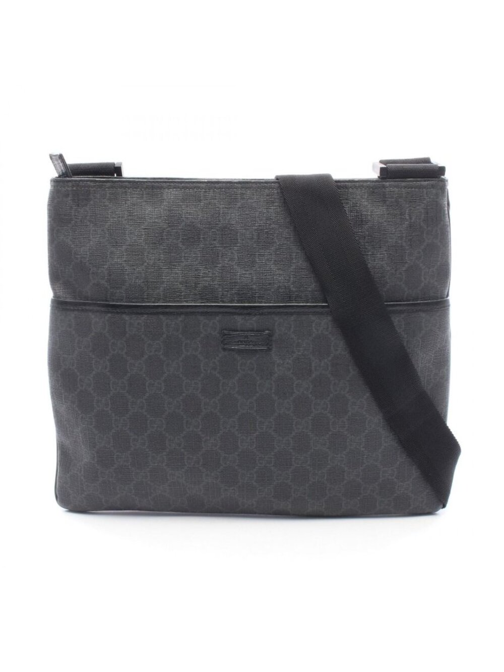Gucci Shoulder Bag GG Supreme Black Gray Leather